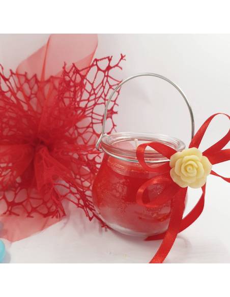 Bomboniera porta candela conchiglia con fiore in ceramica tiffany ROBEAN LINEA SILK TIFFANY