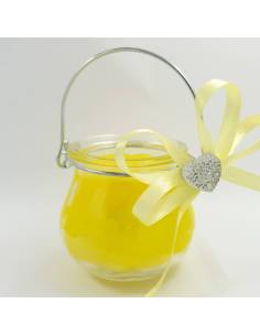 Bomboniera portacandela in ceramica e cristalli swarovski color cipria ROBEAN LINEA SILK CIPRIA