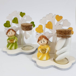 BOMBONIERA BIMBA ANGIOLETTO FATINA CONFEZIONATA BATTESIMO COMUNIONE CRESIMA