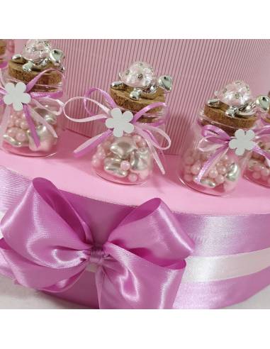 Bomboniere Battesimo tartarughe rosa con strass scatoline portaconfetti economiche1