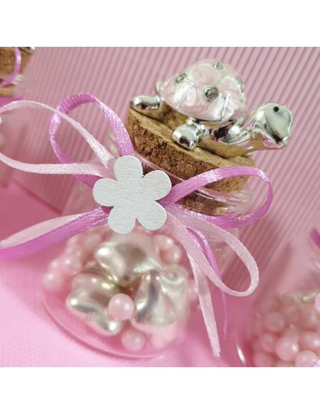 Bomboniere Battesimo tartarughe rosa con strass scatoline portaconfetti economiche2