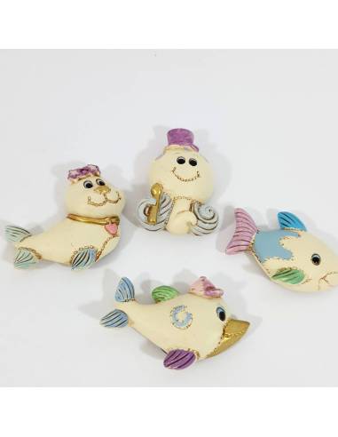 Squalo, polipo, delfino e foca calamite realizzate in resina