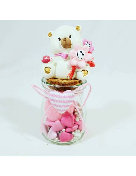 Portaconfetti Battesimo bimba vasetto con orsetto2