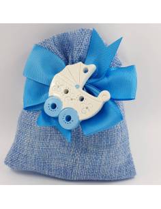 Sacchetti bomboniere Battesimo bimbo con carrozzina