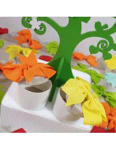 Scatoline segnaposto con fiocchetto celeste con struttura con albero della vita nascita battesimo compleanno maschietto C1577 2