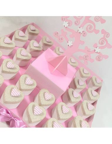 Scatoline portaconfetti nascita rosa albero della vita