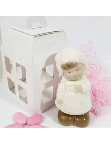Bomboniere Battesimo porcellana bimba statuetta