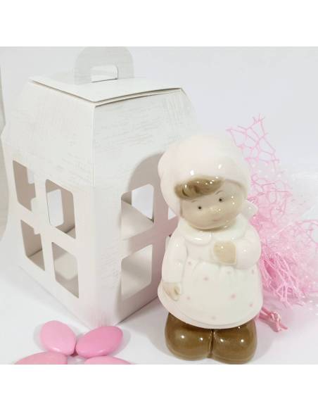 Bomboniere Battesimo porcellana bimba statuetta