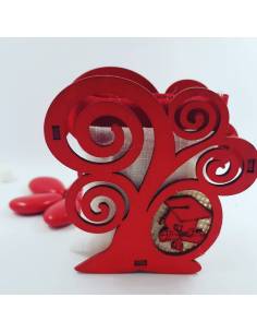Bomboniere laurea albero della vita tocco rosso in legno