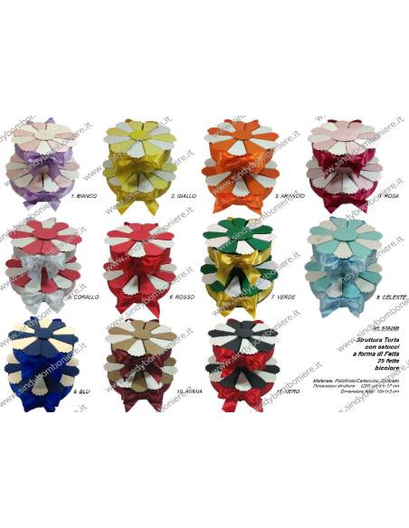 STRUTTURA TORTA BOMBONIERA 25 FETTE BICOLORE PORTACONFETTI FAI DA TE CONFEZIONE