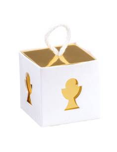Elegante scatolina portaconfetti Comunione oro lucido