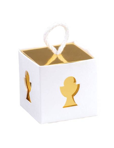 Elegante scatolina portaconfetti Comunione oro lucido