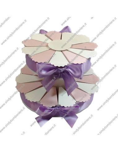 STRUTTURA TORTA BOMBONIERA 25 FETTE BICOLORE PORTACONFETTI FAI DA TE CONFEZIONE