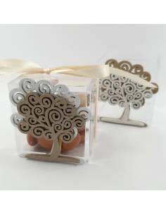 portaconfetti comunione albero della vita con scatolina plex