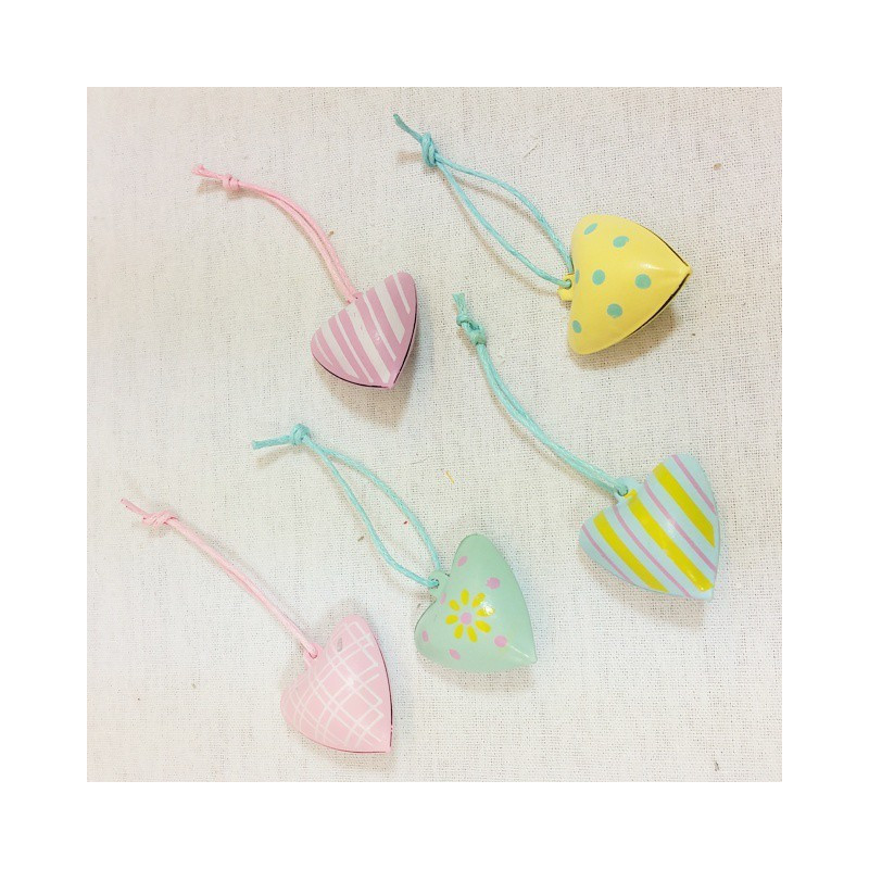 BOMBONIERE CUORE CON CAMPANELLINO SPOSI MATRIMONIO APPLICAZIONE SHABBY CHIC FAI DA TE CONFEZIONE