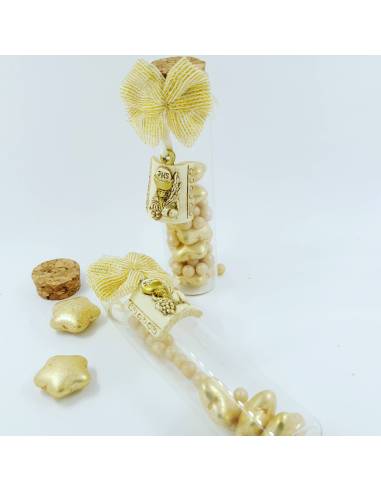 Provetta porta confetti comunione ciondolo calice stelle oro