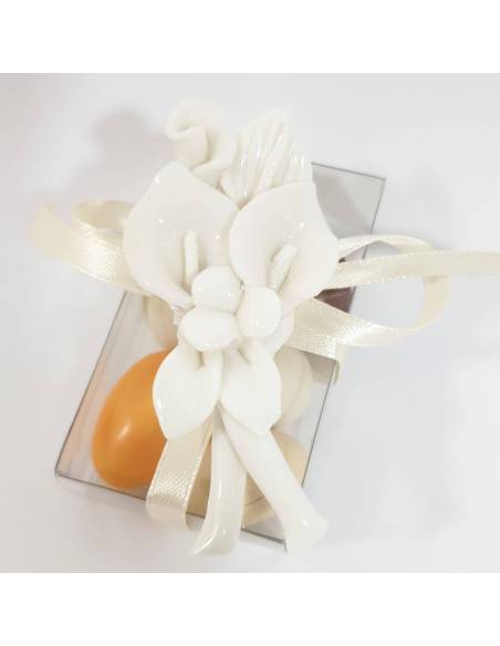 Scatoline porta confetti comunione calle in porcellana