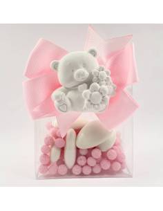 Scatoline portaconfetti bomboniere nascita bimba con gessetti profumati orsetto