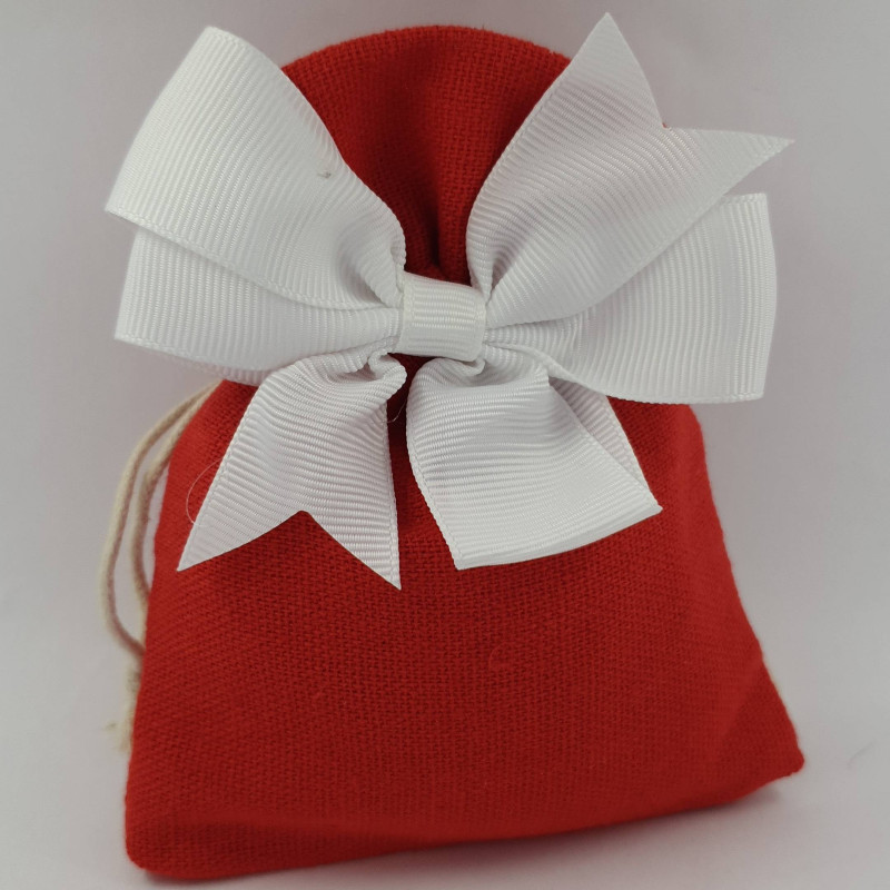 Sacchetti rossi per Cresima con coccarda bianca