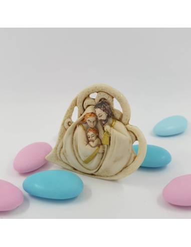 Bomboniere sacra famiglia cuore stilizzato ideali per battesimo