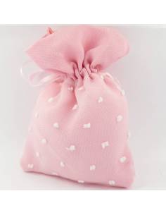 sacchetti portaconfetti nascita rosa organza e cotone pois