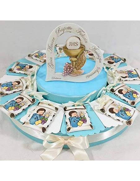 Torta bomboniere comunione maschio pendente bimbo in preghiera