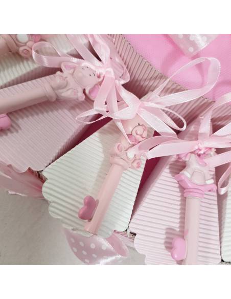 Torta di Bomboniere nascita appendini animaletti rosa