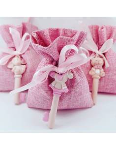 Sacchetti rosa chiavi animali orsetto elefante cavalluccio nascita