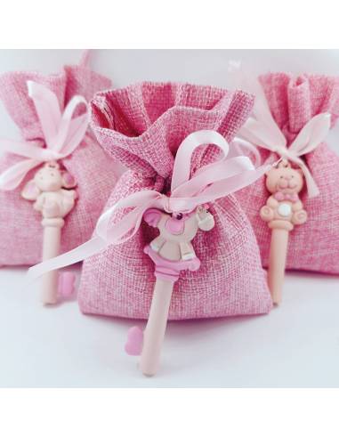 Sacchetti rosa chiavi animali orsetto elefante cavalluccio nascita