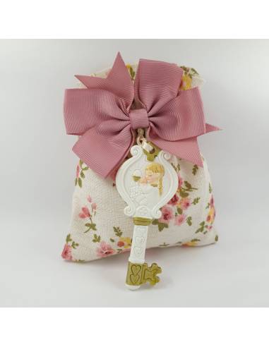 Sacchetto comunione femmina offerta chiave lucida bianca