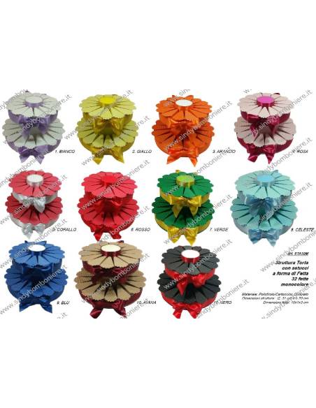 STRUTTURA TORTA BOMBONIERA 32 FETTE MONOCOLORE PORTACONFETTI FAI DA TE CONFEZIONE