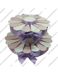 STRUTTURA TORTA BOMBONIERA 32 FETTE BICOLORE PORTACONFETTI FAI DA TE CONFEZIONE 2