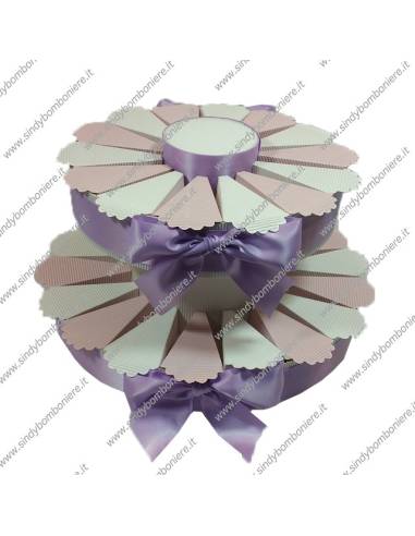 STRUTTURA TORTA BOMBONIERA 32 FETTE BICOLORE PORTACONFETTI FAI DA TE CONFEZIONE