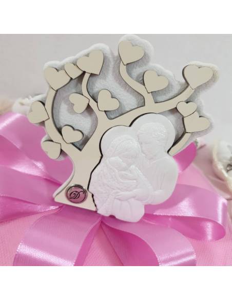 torta bomboniera sacra famiglia cuore bianco albero della vita