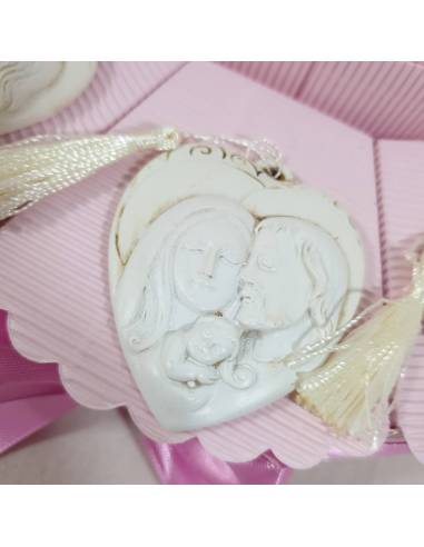 Torta bomboniera cuore sacra famiglia marmorizzata