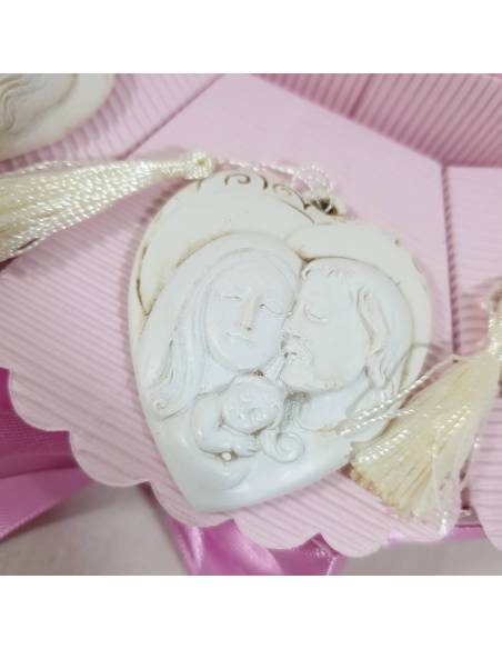 Torta bomboniera cuore sacra famiglia marmorizzata