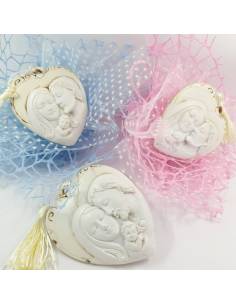 Cuore marmorizzato bomboniere sacra famiglia per battesimo