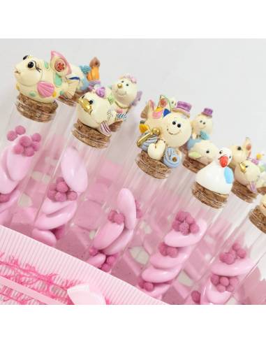 Bomboniere Battesimo bambina provetta animaletti acquatici