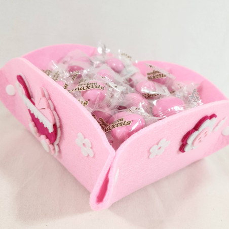 Cestino confettata con confetti rosa