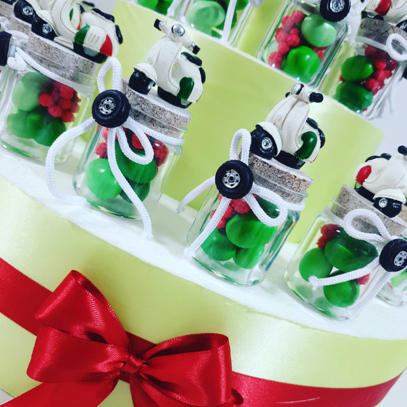 BOMBONIERE VESPA vespette italia portaconfetti con tappo in sughero