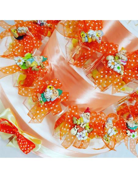 Gnomi bomboniere folletti del bosco tonalità arancioni