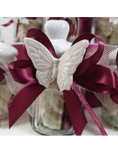 Vasetto tappo cuore ceramica e farfalla Gai Mattiolo