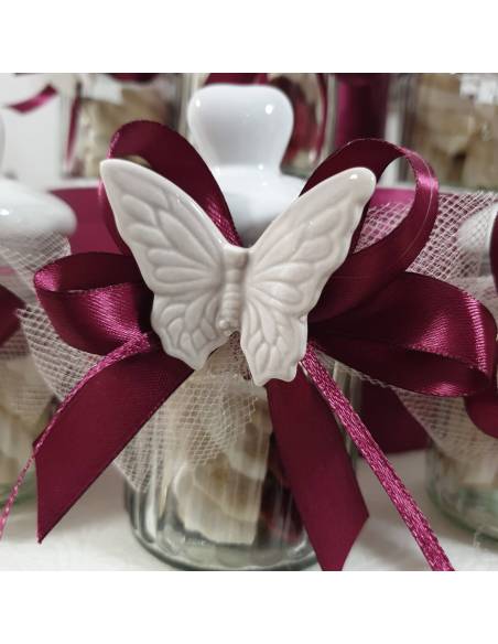 Vasetto tappo cuore ceramica e farfalla Gai Mattiolo