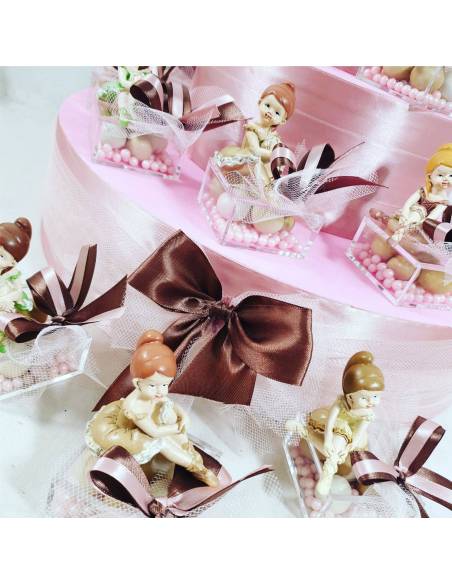 Bomboniere ballerina scatola plexiglas perle e confetti