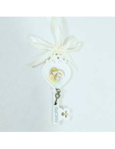 Chiave bomboniere Sacra Famiglia Battesimo bimba o bimbo