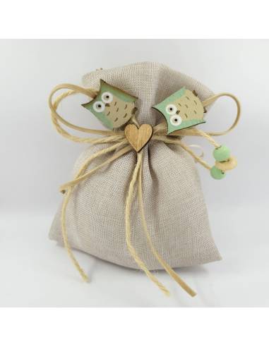 Sacchetto prima comunione gufetti simpatici