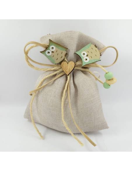 Sacchetto prima comunione gufetti simpatici