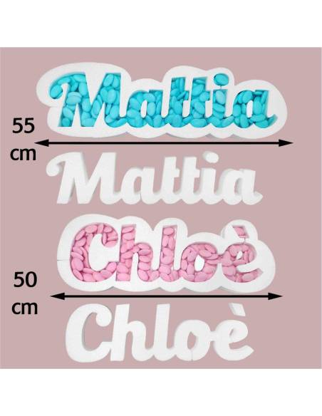 Portaconfetti nome in polistirolo contenitore personalizzato