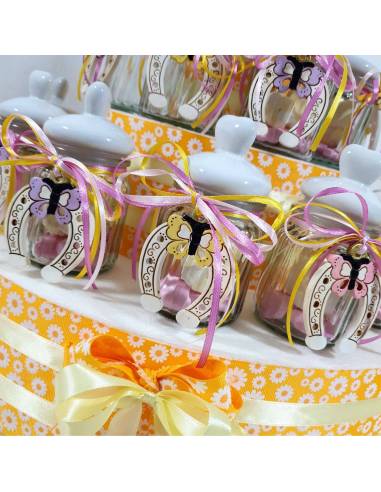 Vasetto portaconfetti bomboniere staffa farfalla portafortuna