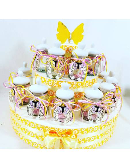 Vasetto portaconfetti bomboniere staffa farfalla portafortuna